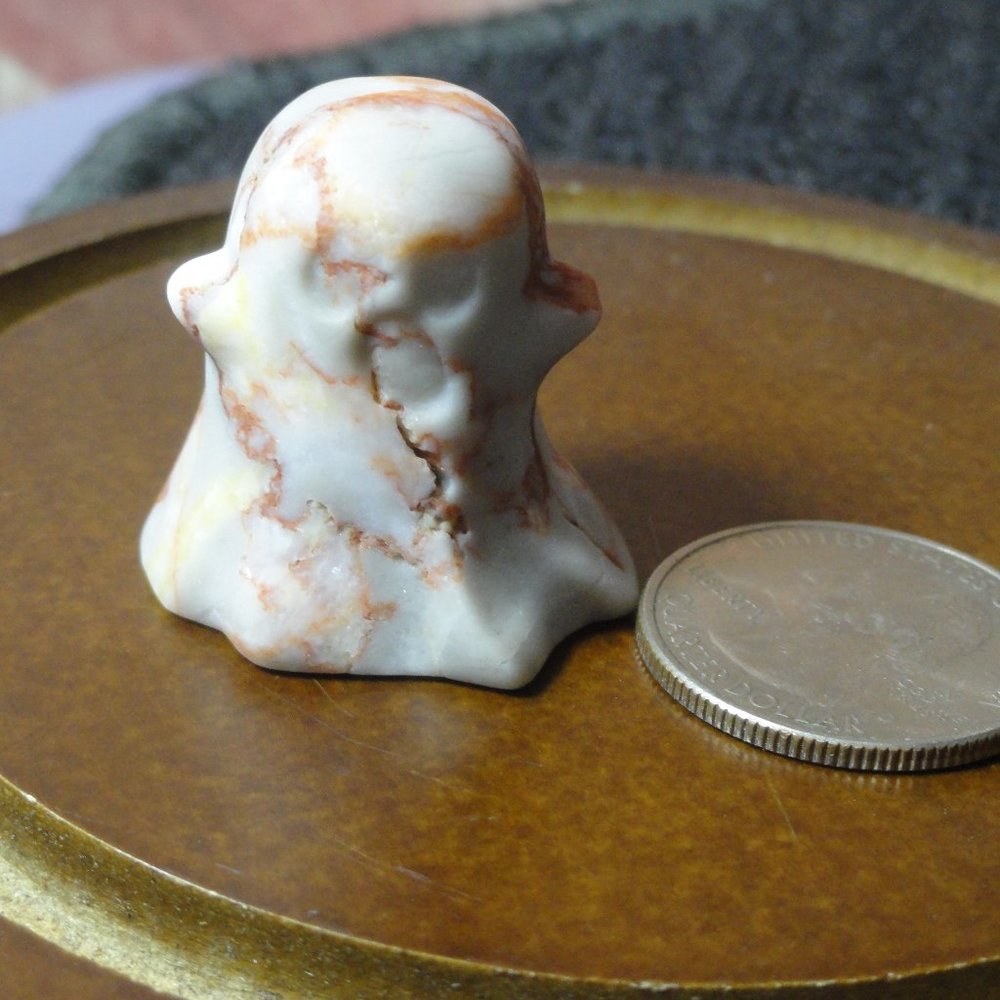 Ghost Hand Carved Red Grid Stone Crystal, Detaled~Witch,Wiccan Fan~1.25"…